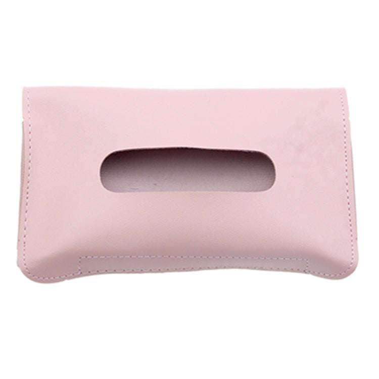 Car Armrest Box Sun Visor Hanging Leather Tissue Box(Pink)