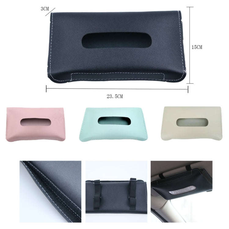 Car Armrest Box Sun Visor Hanging Leather Tissue Box(Blue)