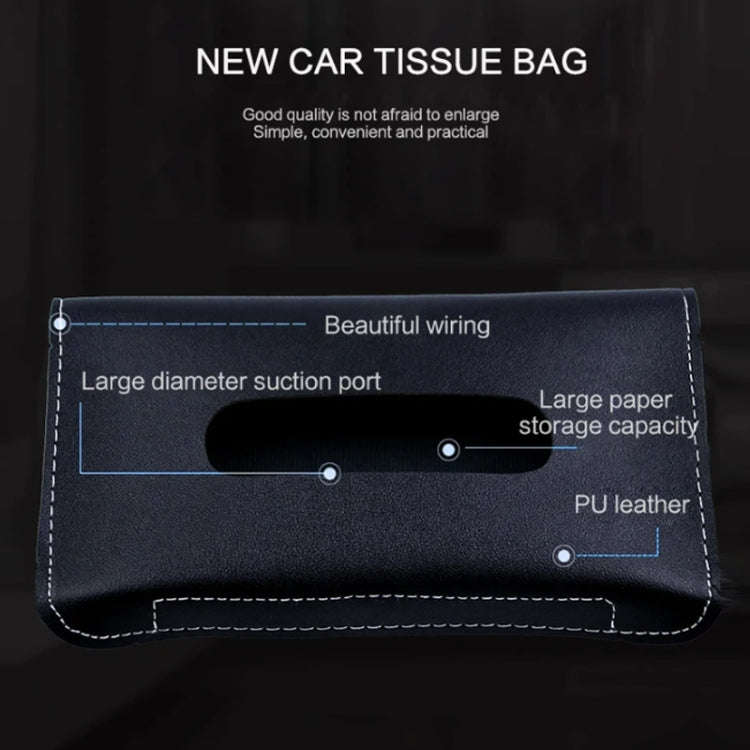 Car Armrest Box Sun Visor Hanging Leather Tissue Box(Blue)