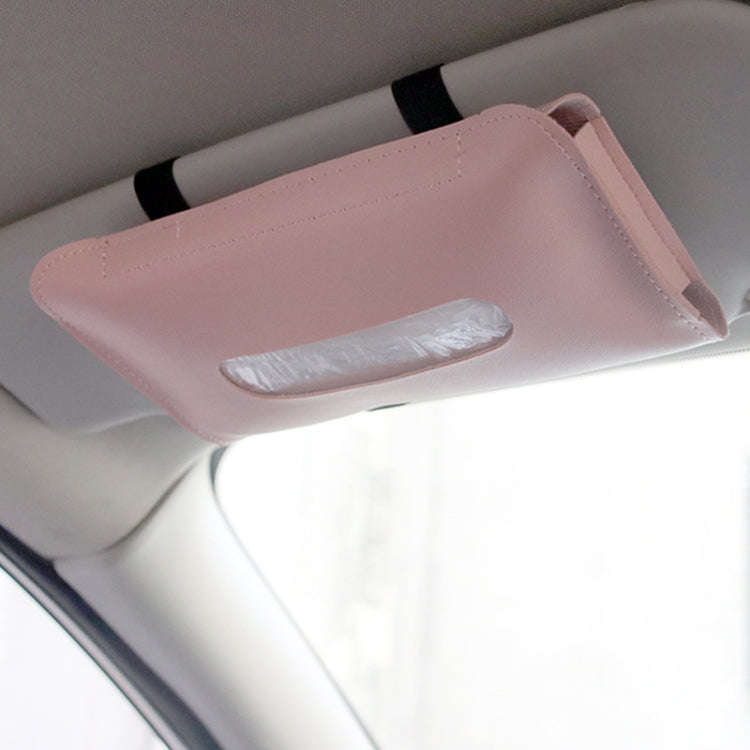Car Armrest Box Sun Visor Hanging Leather Tissue Box(Blue)