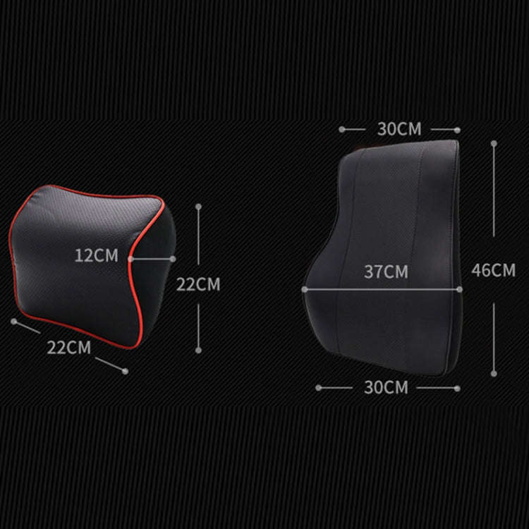 Leather Memory Foam All Season Car Seat Neck Support Cushion Headrest+Waist Pad(Black Red)