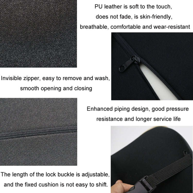 Leather Memory Foam All Season Car Seat Neck Support Cushion Headrest+Waist Pad(Black)