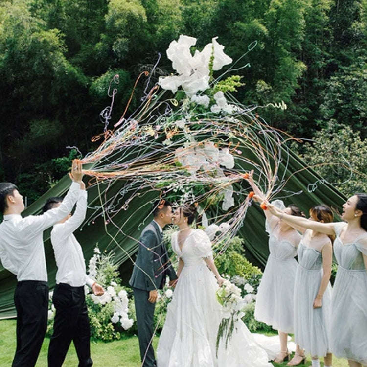 Hand Throwing Rings Ribbon Wedding Bar Atmosphere Stage Magic Props(Red)