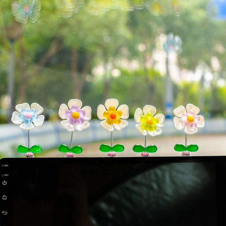 5pcs /Set Cute Cartoon Flower Car Shaking Ornament Car Dashboard Decoration, Style: Transparent G...