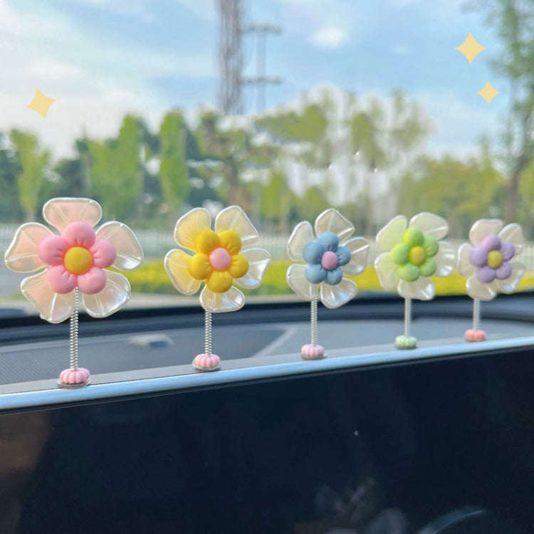 5pcs /Set Cute Cartoon Flower Car Shaking Ornament Car Dashboard Decoration, Style: Green Leaf Tr...