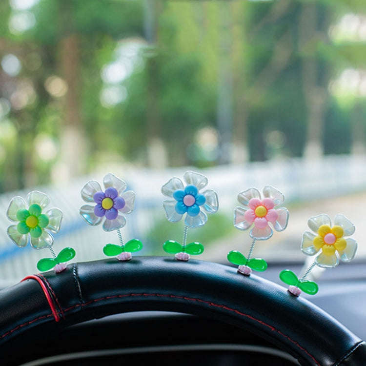 5pcs /Set Cute Cartoon Flower Car Shaking Ornament Car Dashboard Decoration, Style: Green Leaf Tr...