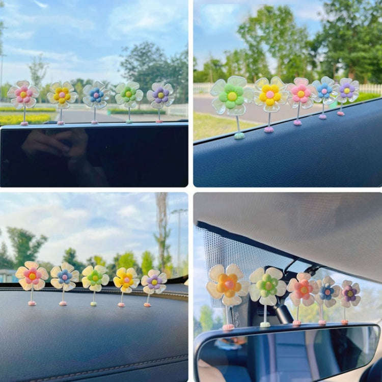 5pcs /Set Cute Cartoon Flower Car Shaking Ornament Car Dashboard Decoration, Style: Green Leaf Tr...