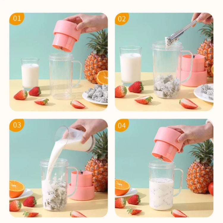 420ml 6 Blades Straw Juice Cup USB Charging Portable Fruit Juicer Smoothie Maker(Pink)