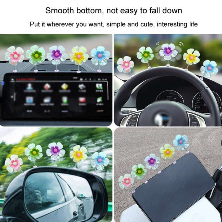 5pcs /Set Car Shaking Flower Ornament Simulated Small Flower Car Interior Decoration(Pink)