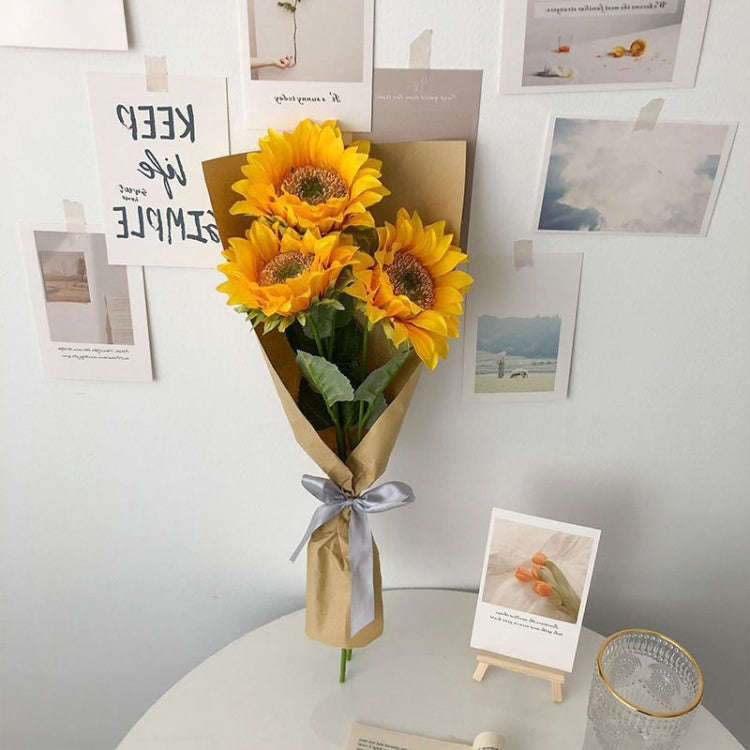 Simulated Flower Arrangement Table Ornament Picnic Photo Props, Style: 5pcs Yellow Daisy Transpar...