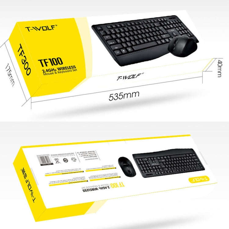 T-WOLF TF-100 2.4G Bluetooth Laptop Office Wireless Keyboard and Mouse Set(Set)