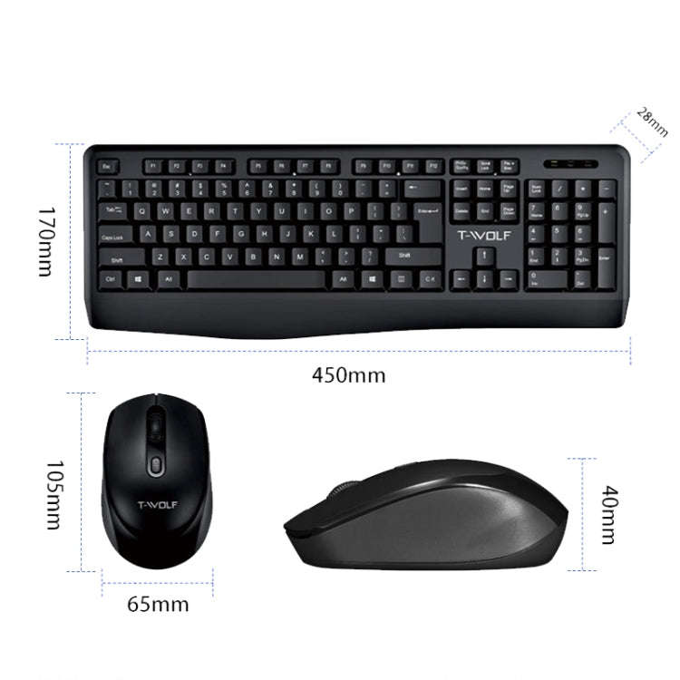 T-WOLF TF-100 2.4G Bluetooth Laptop Office Wireless Keyboard and Mouse Set(Set)