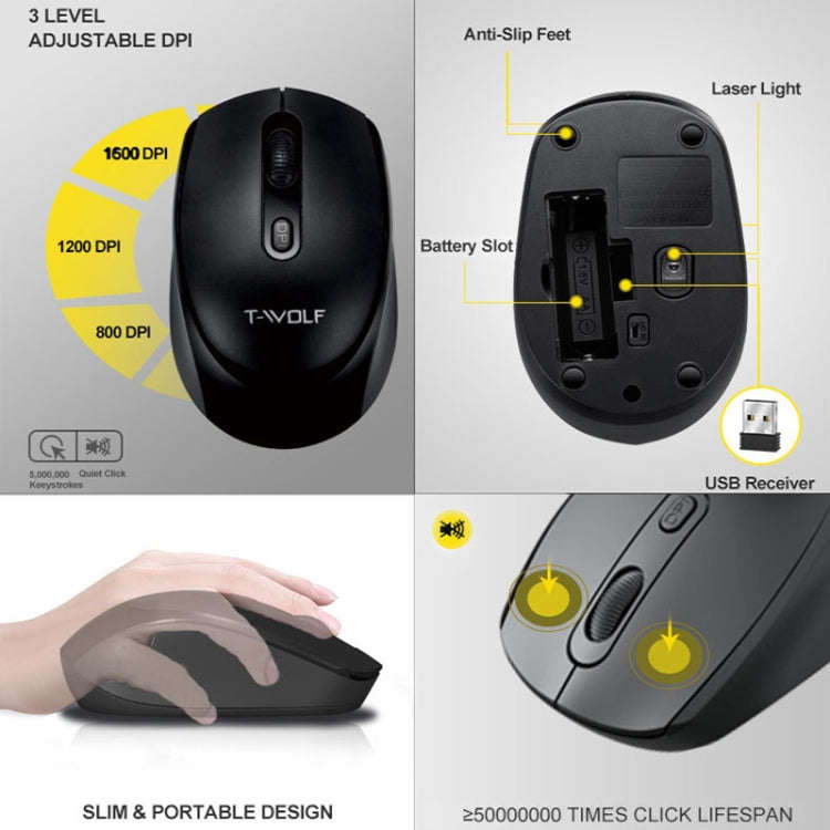 T-WOLF TF-100 2.4G Bluetooth Laptop Office Wireless Keyboard and Mouse Set(Set)