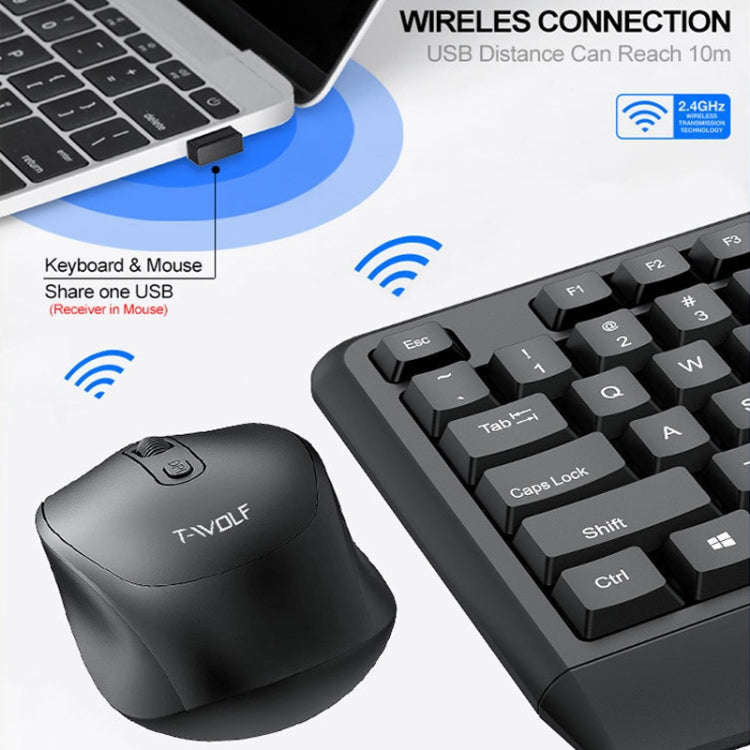 T-WOLF TF-100 2.4G Bluetooth Laptop Office Wireless Keyboard and Mouse Set(Set)