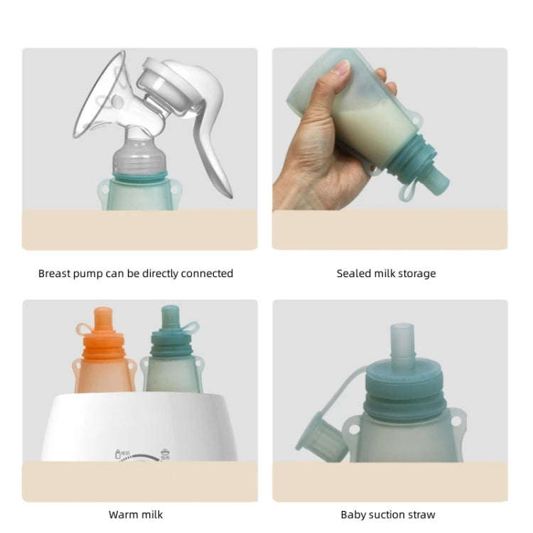 120ml Reusable Silicone Baby Food Pouches Refillable Squeeze Storage Containers(White)