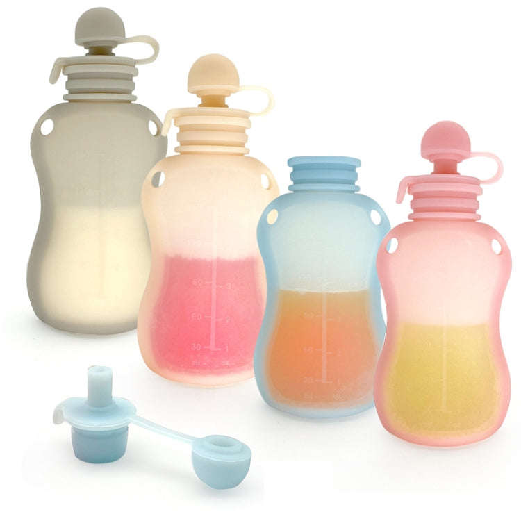 150ml Reusable Silicone Baby Food Pouches Refillable Squeeze Storage Containers(Pink)