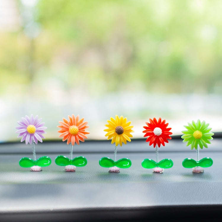 Cute Small Daisy Car Ornament Car Dashboard Shaking Decoration(Pink)