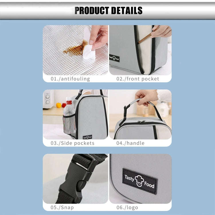 Portable Outdoor Picnic Portable Fresh-keeping Lunch Bag(Grey)