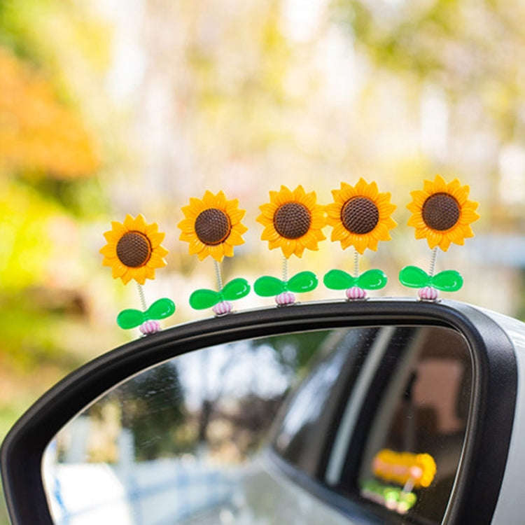5pcs /Set Cute Sunflower Car Ornament Car Center Console Shaking Flowers Decoration, Style: A Mod...