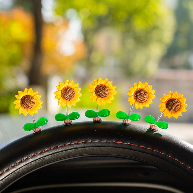 5pcs /Set Cute Sunflower Car Ornament Car Center Console Shaking Flowers Decoration, Style: A Mod...