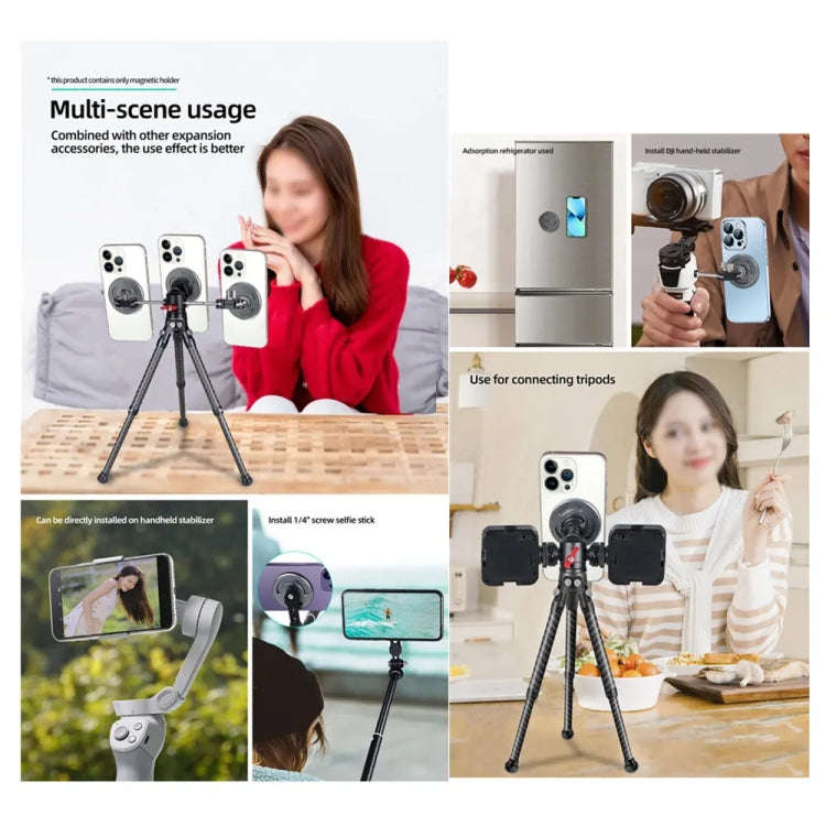Magnetic Phone Holder with 1/4 Inch Hole for Tripod Magic Arm(Titanium Color)