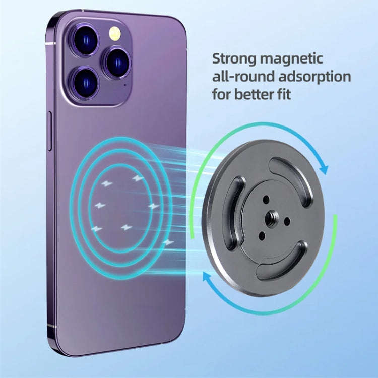 Magnetic Phone Holder with 1/4 Inch Hole for Tripod Magic Arm(Titanium Color)