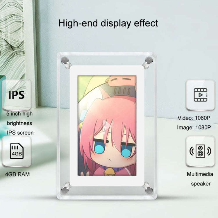 5 Inch HD Digital Photo Frame Crystal Advertising Player 1080P Motion Video Picture Display Playe...