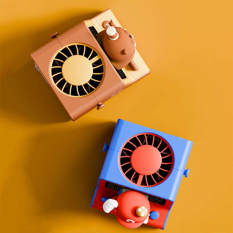 Cartoon Game Console Shape USB Charging Portable Bladeless Halter Fan(Beat Gophers)