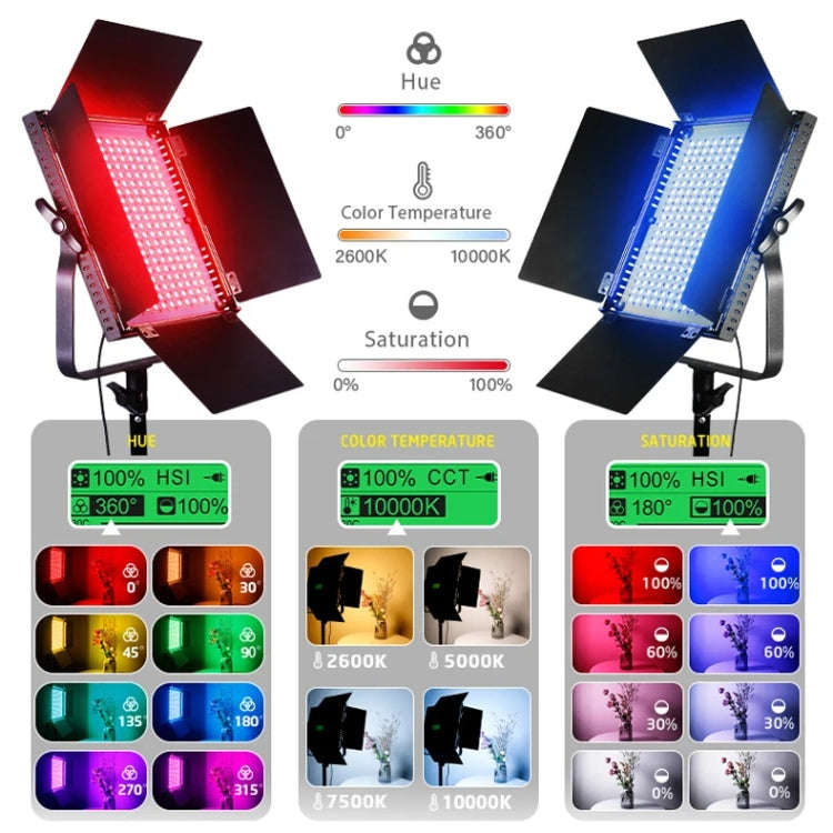Pixel K80 RGB 45W 2600-10000K 552 LEDs Photography Fill Light Panel Lamp With LCD Display,US Plug...