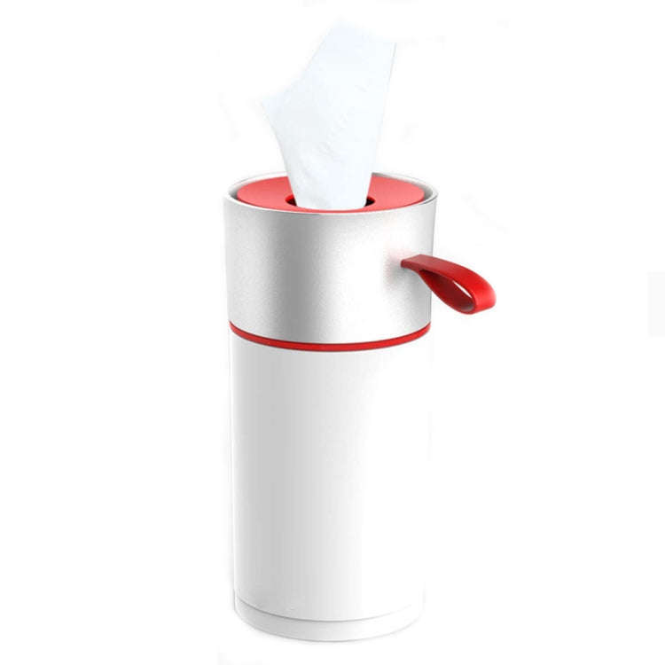 BEN.JACK Cylindrical Car Water Cup Holder Tissue Box(White Red)