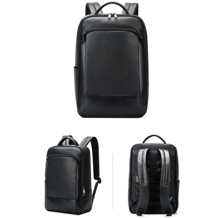 Bopai 61-123311 Large-Capacity First-Layer Cowhide Business Laptop Backpack(Black)