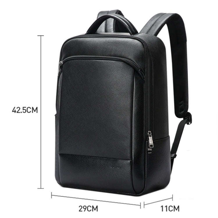 Bopai 61-123311 Large-Capacity First-Layer Cowhide Business Laptop Backpack(Black)