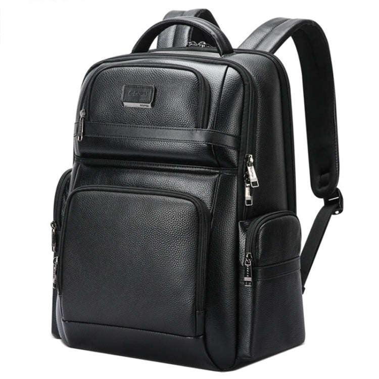 Bopai 61-123291 Large-capacity First-layer Cowhide Laptop Backpack with USB+Type-C Port, Color: L...