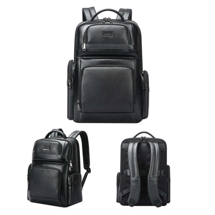 Bopai 61-123291 Large-capacity First-layer Cowhide Laptop Backpack with USB+Type-C Port, Color: L...