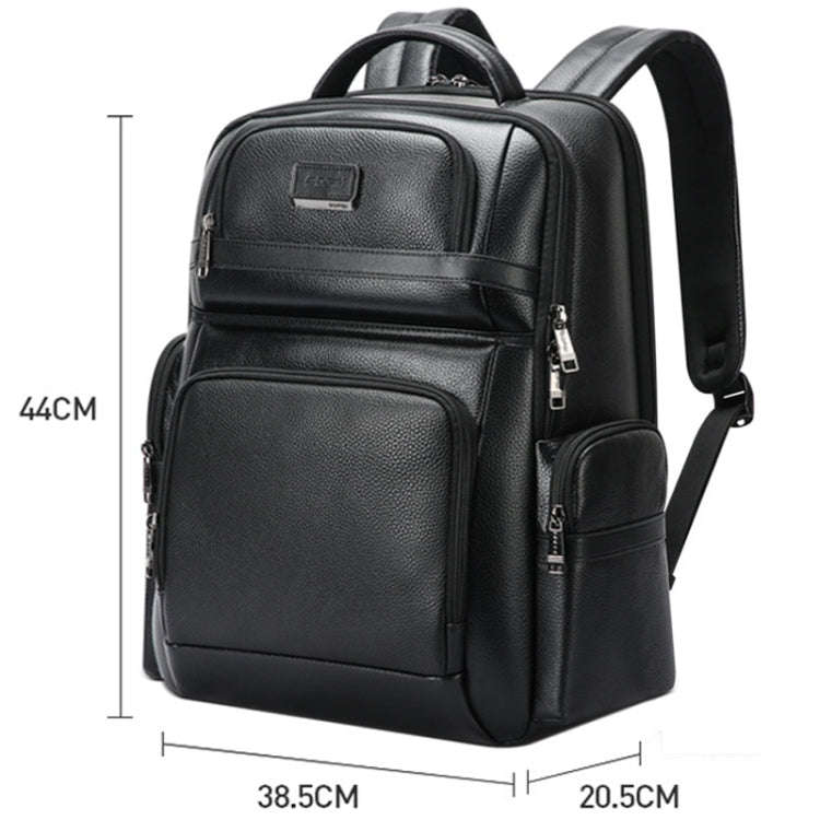Bopai 61-123291 Large-capacity First-layer Cowhide Laptop Backpack with USB+Type-C Port, Color: L...