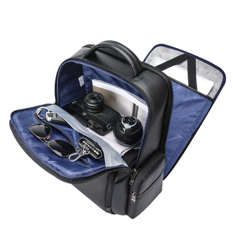 Bopai 61-123291 Large-capacity First-layer Cowhide Laptop Backpack with USB+Type-C Port, Color: L...