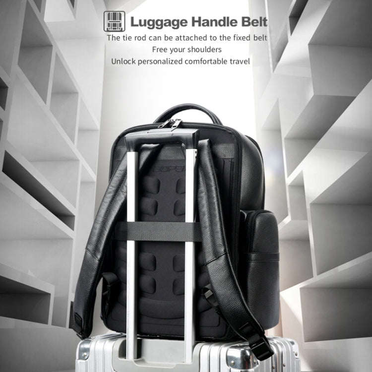 Bopai 61-123291 Large-capacity First-layer Cowhide Laptop Backpack with USB+Type-C Port, Color: L...