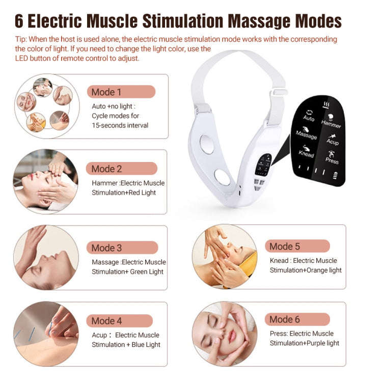 S1 EMS Microcurrent Colored Light Massage Beauty Instrument Remote Face Slimming Device(White)