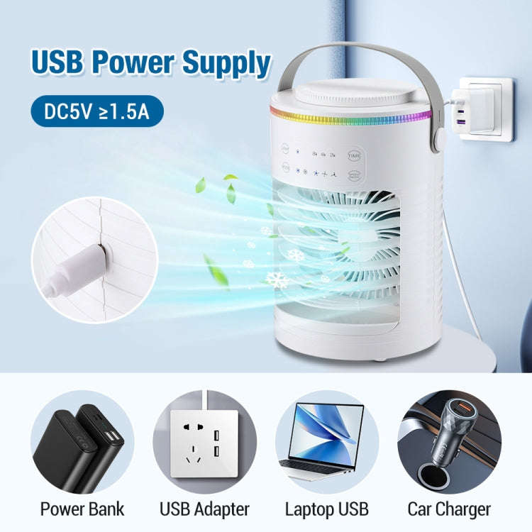 CF-516 USB Home Timed Desktop RGB Light Adjustable Spray Humidification Cooler Fan(White)