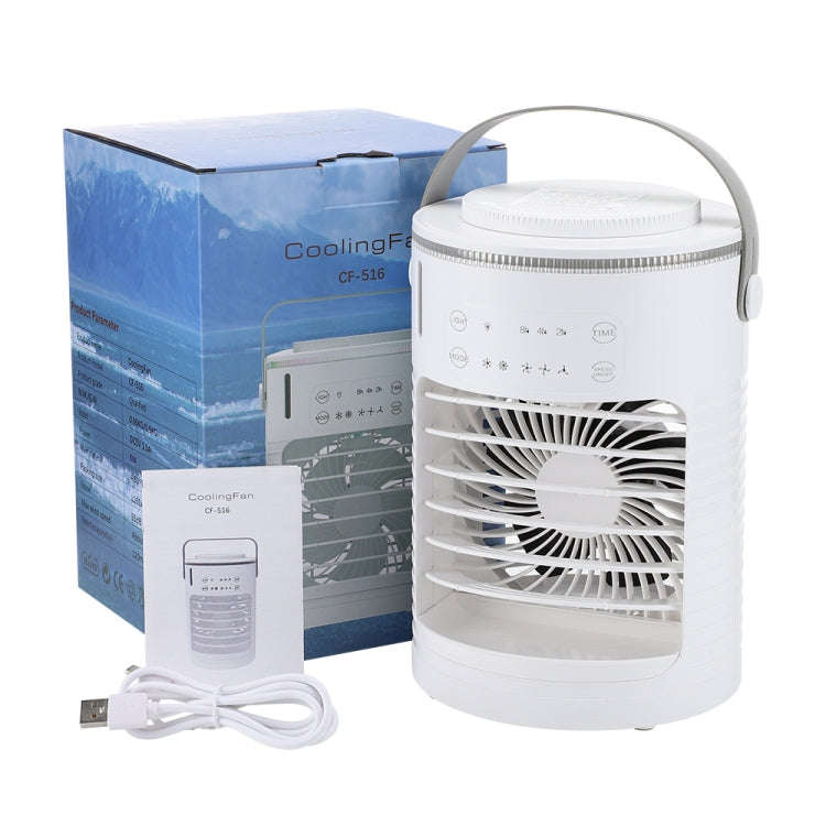 CF-516 USB Home Timed Desktop RGB Light Adjustable Spray Humidification Cooler Fan(White)
