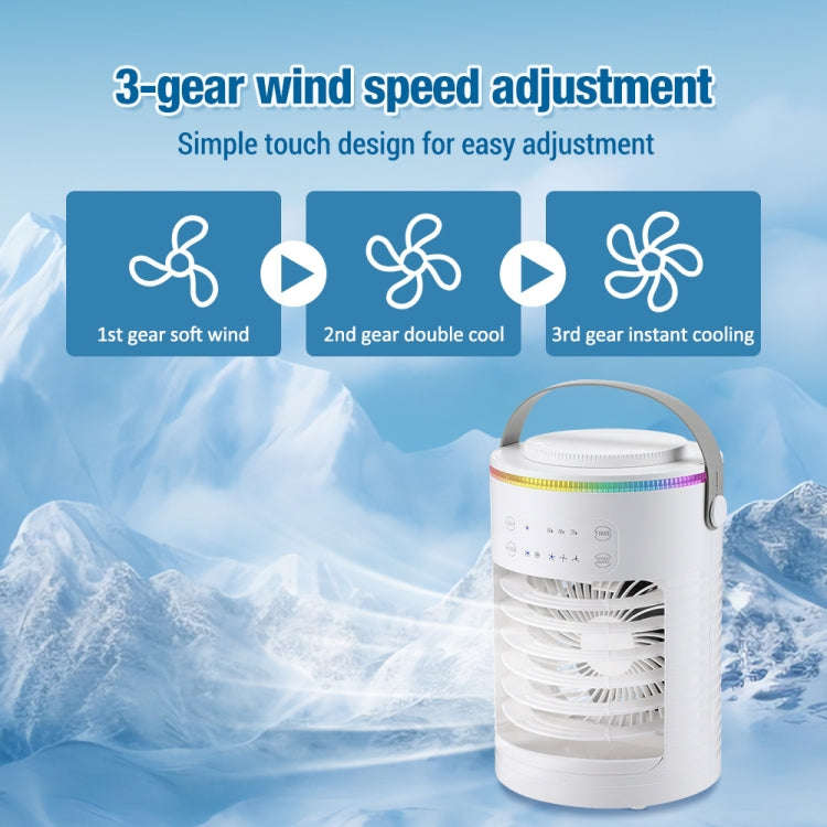 CF-516 USB Home Timed Desktop RGB Light Adjustable Spray Humidification Cooler Fan(White)