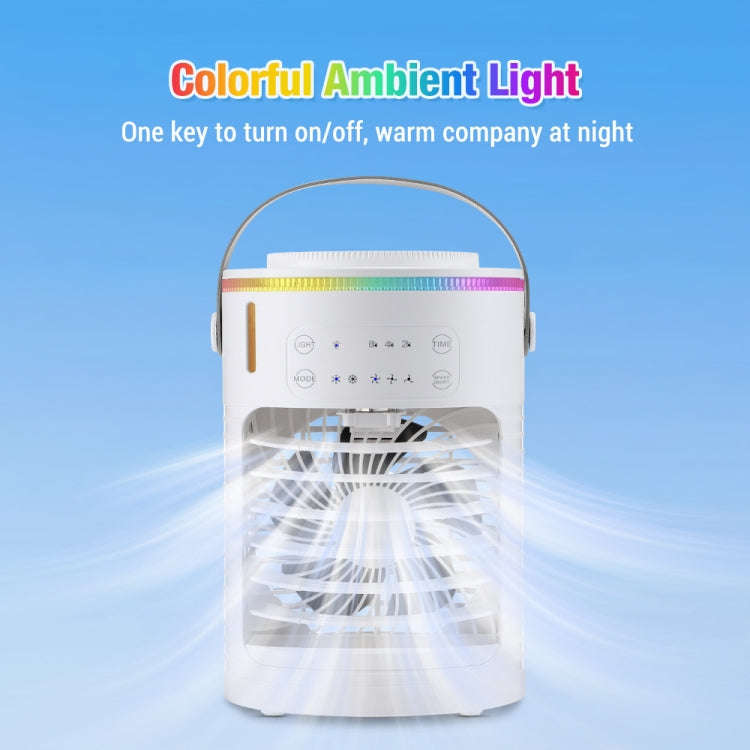 CF-516 USB Home Timed Desktop RGB Light Adjustable Spray Humidification Cooler Fan(White)