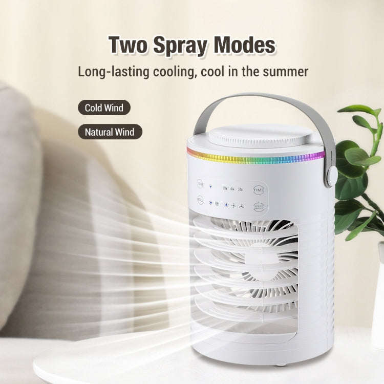 CF-516 USB Home Timed Desktop RGB Light Adjustable Spray Humidification Cooler Fan(White)