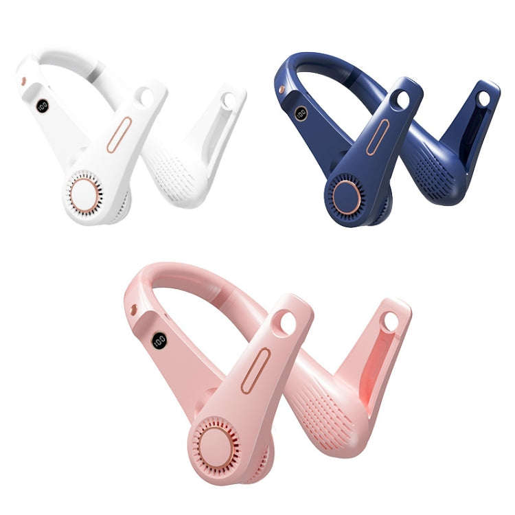 F11 Portable USB Charging Rotating Digital Display Bladeless Hanging Neck Fan(Pink)