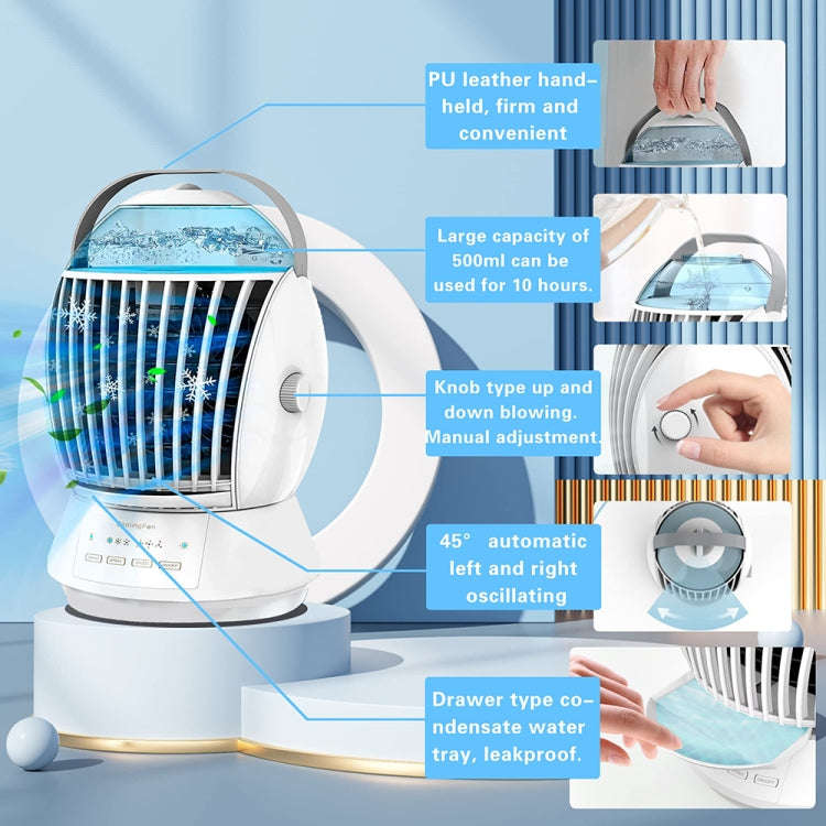 CF-009 USB Touch Spray Humidification Air Conditioning Fan Desktop Office Air Cooler(White)