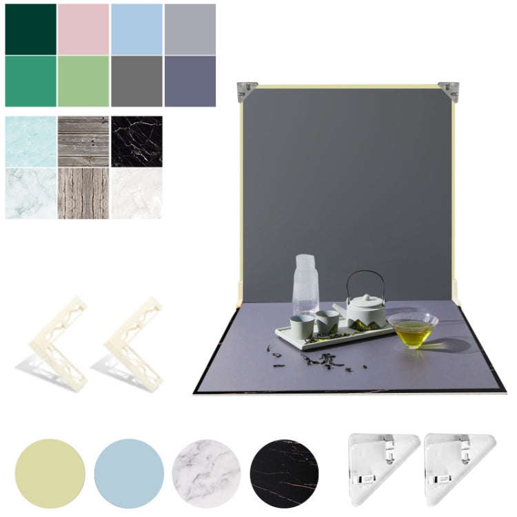 2pcs 40cm Double-Sided Background Board + 7pcs Backdrop Paper Photography Props Set, Spec: Set 2