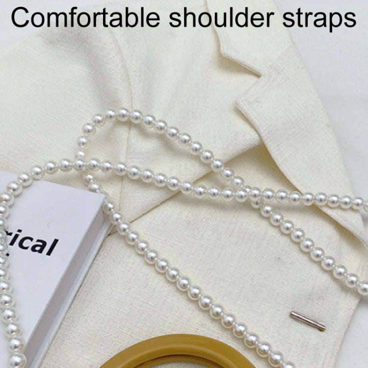 Homemade Tulip Hand Knitting Bag Cloth Strip Line DIY Material Kit With Pearl Shoulder Strap(Beig...