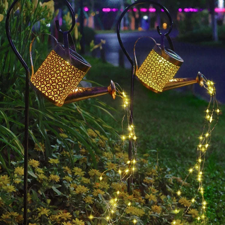 Iron Hollow Projection Light Solar Outdoor Waterproof Garden Kettle Light Lawn Landscape Ground P...