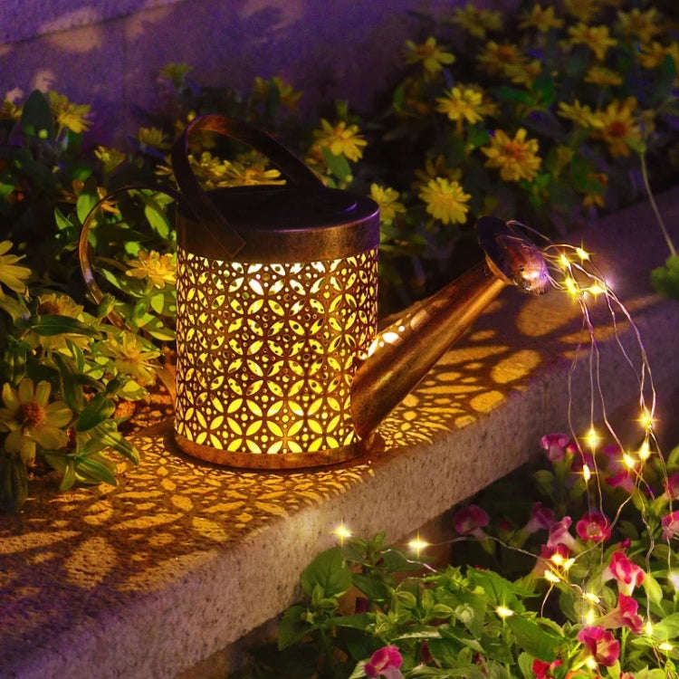 Iron Hollow Projection Light Solar Outdoor Waterproof Garden Kettle Light Lawn Landscape Ground P...