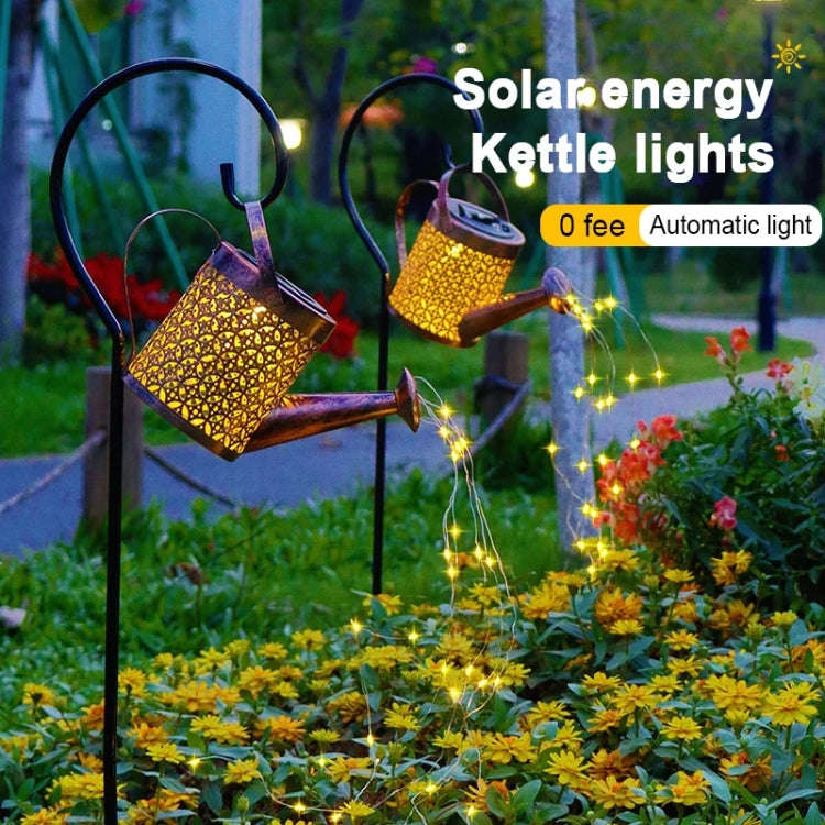 Iron Hollow Projection Light Solar Outdoor Waterproof Garden Kettle Light Lawn Landscape Ground P...